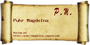 Puhr Magdolna névjegykártya